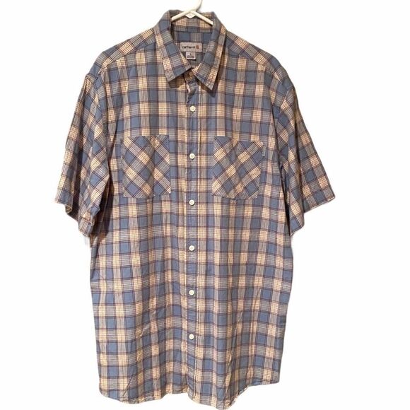 Carhartt Plaid Shortsleeved Men’s Shirt Size Large - Picture 1 of 9